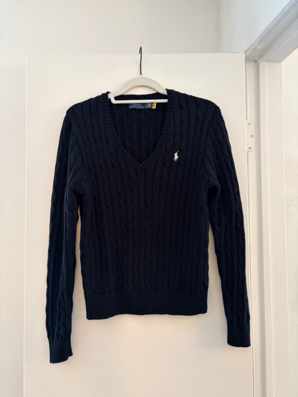 Women's Polo Ralph Lauren Cable Knit Sweater - Black - Size L